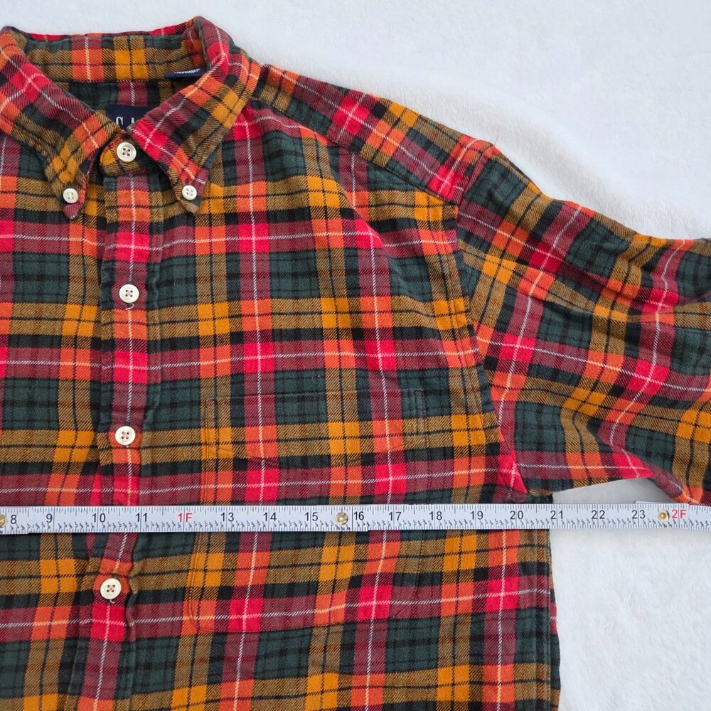 Vintage 90s Gap Plaid Flannel Men's Small Red Multi Button Down Shirt Grunge - Picture 10 of 11